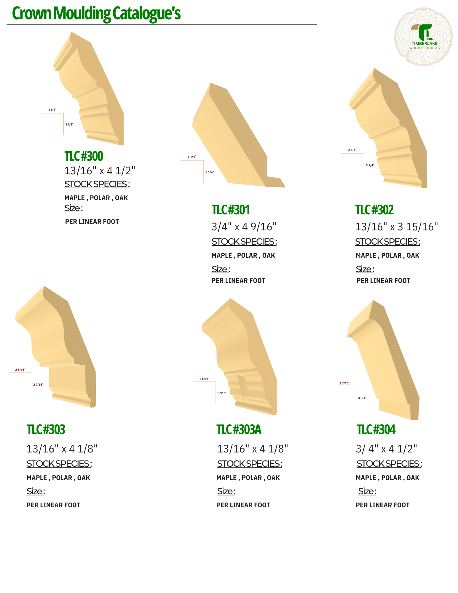 Crown Moulding Catalogue's Timberlake Wood Products